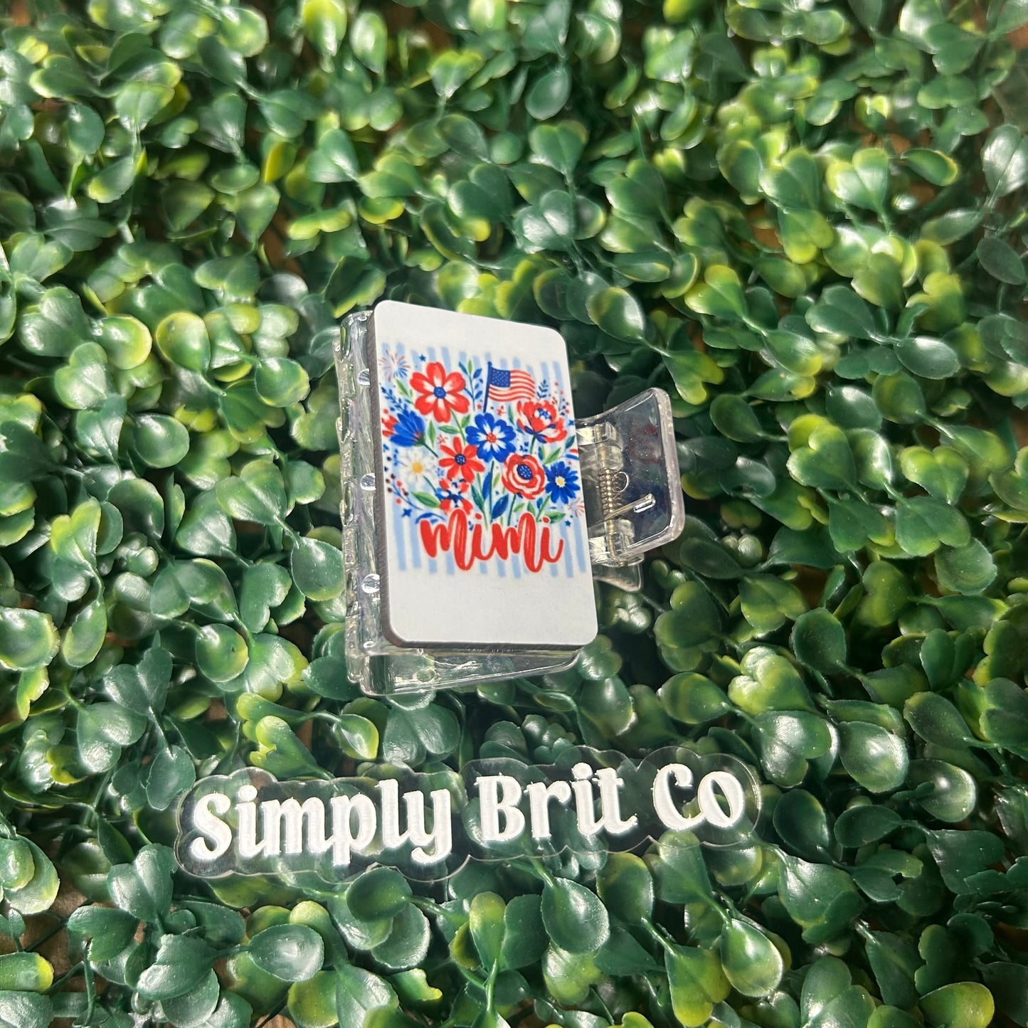 Flowers and Flag Name Small Claw Clip