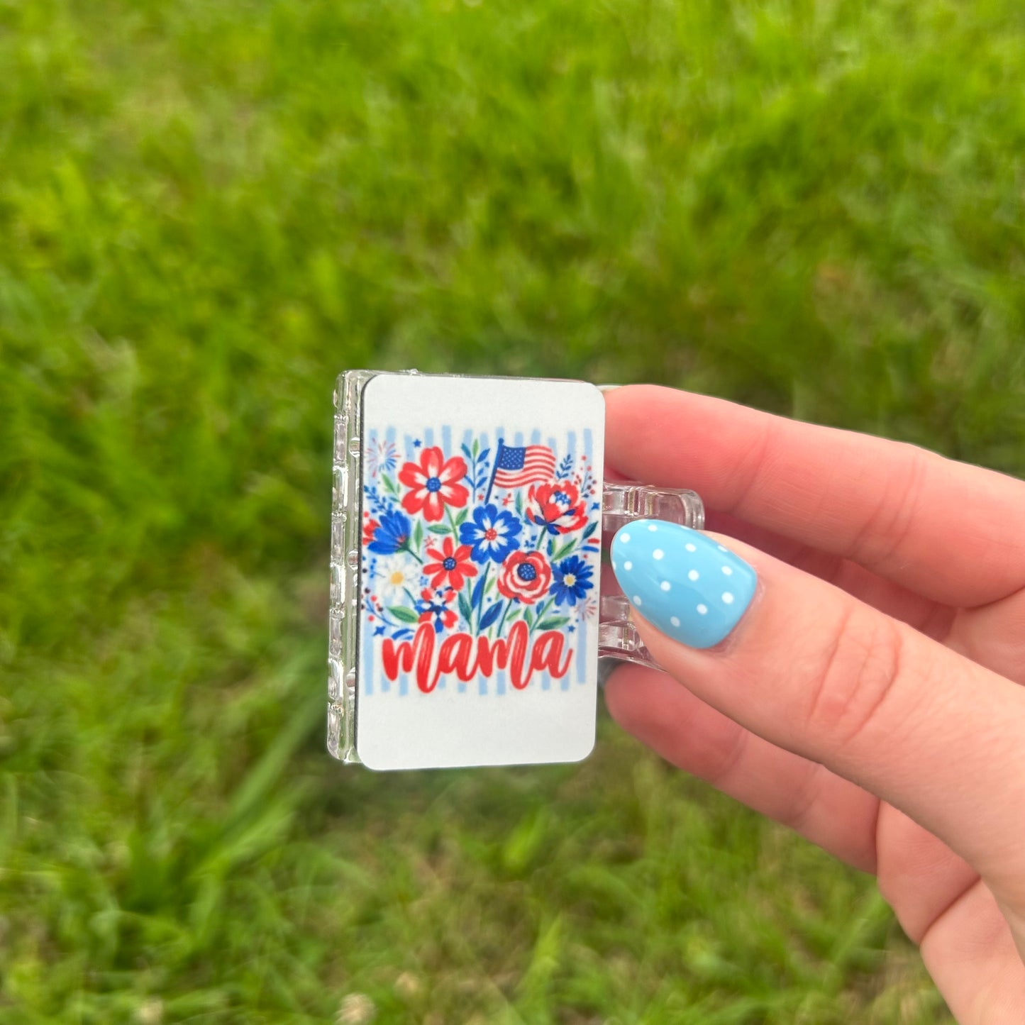 Flowers and Flag Name Small Claw Clip