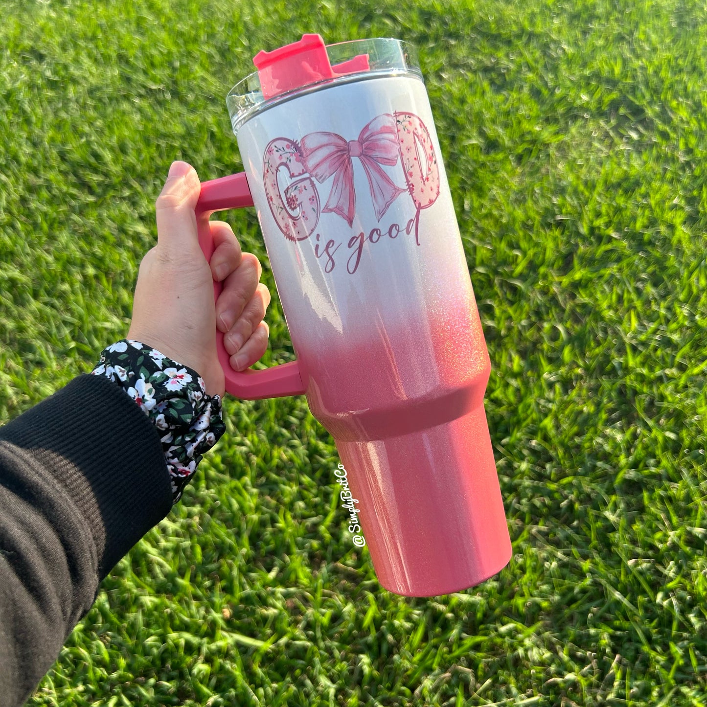 God is Good Bow 40oz Tumbler | Shimmer Ombre