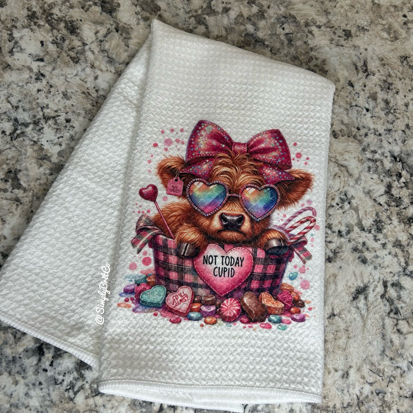 Not Today Cupid Highland Cow Kitchen Towel