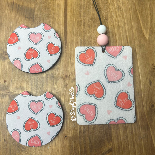 Conversation Hearts Freshie and Car Coaster