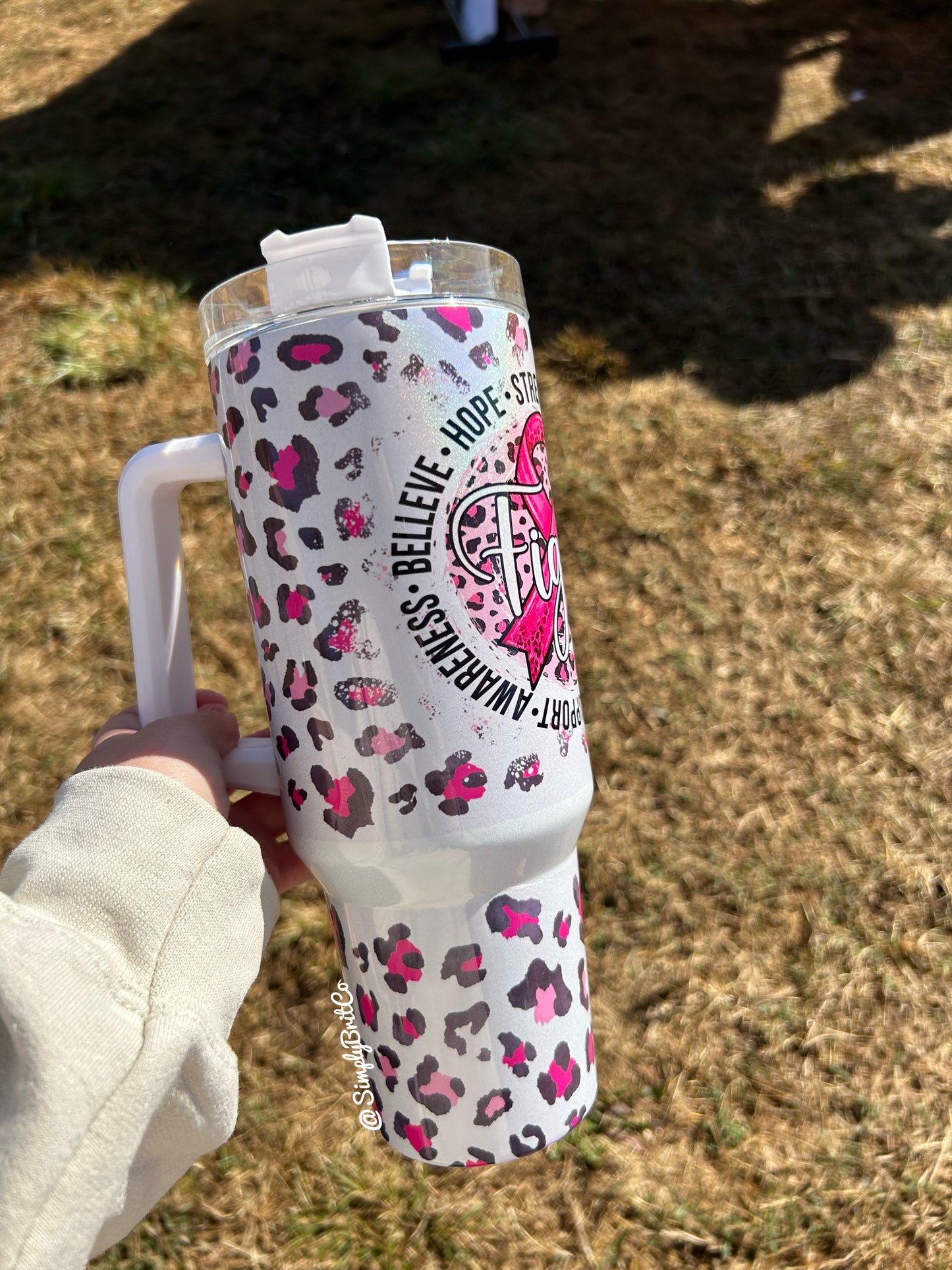 Cheetah Breast Cancer 40oz Tumbler