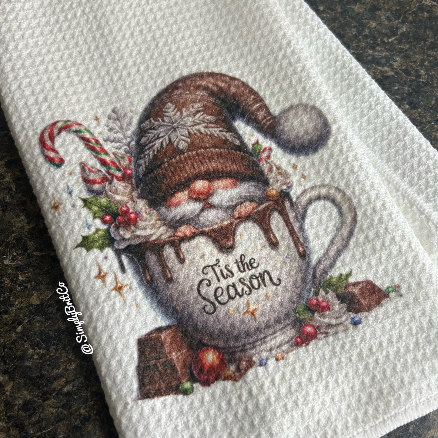 Tis The Season Gnome Cup Christmas Kitchen Towel