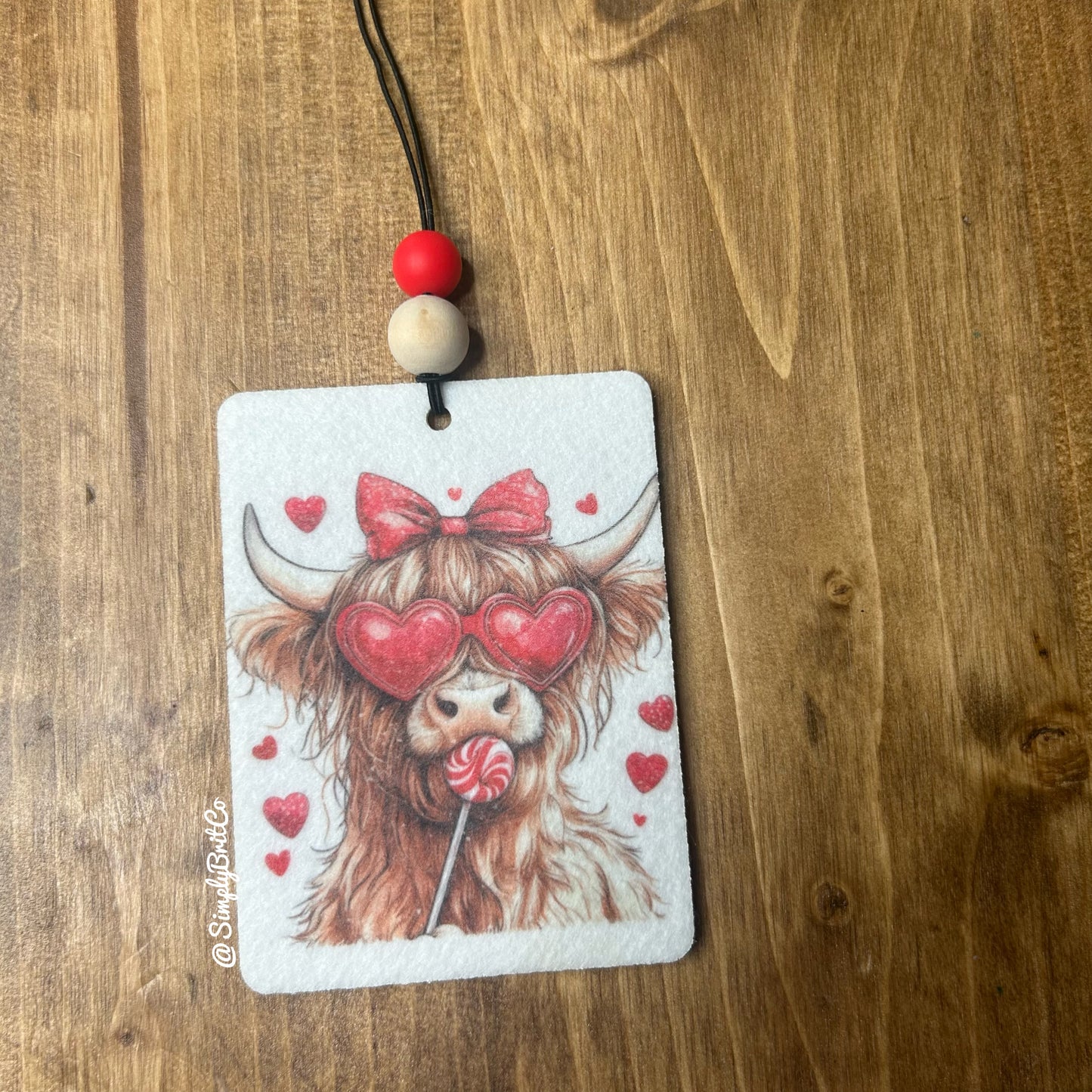 Red Highland Cow Freshie and Car Coaster