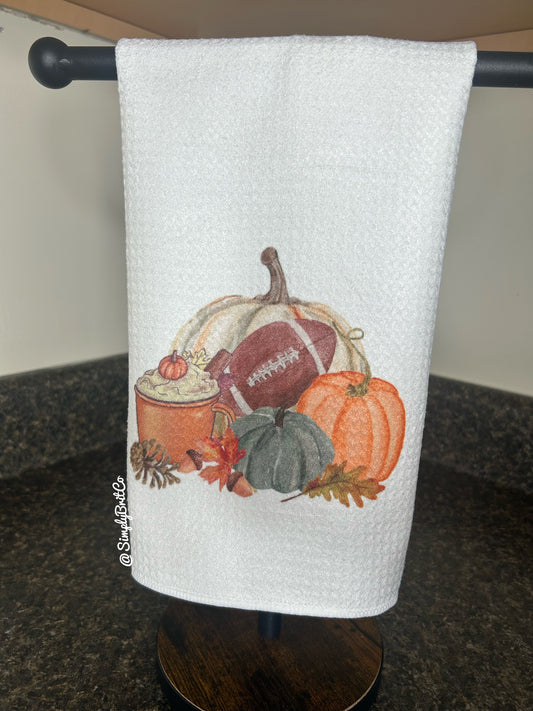 Pumpkin and Football Fall Kitchen Towel