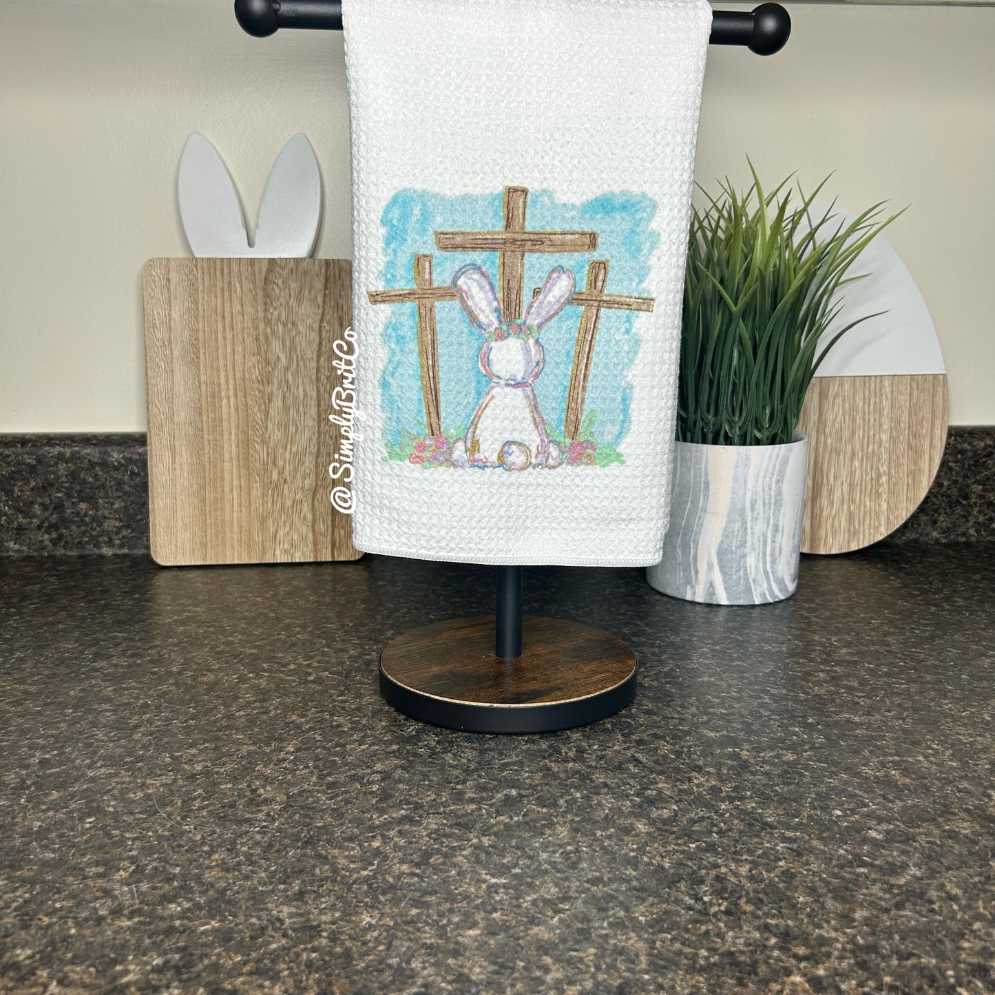 Bunny Cross Kitchen Towel | Easter Home Decor |