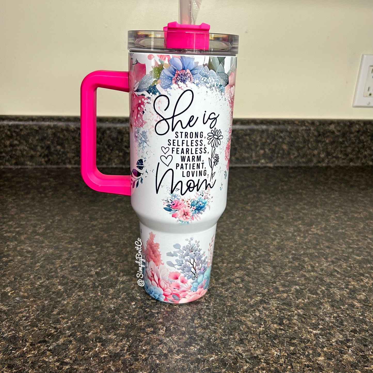 She is Mom Floral 40oz Tumbler