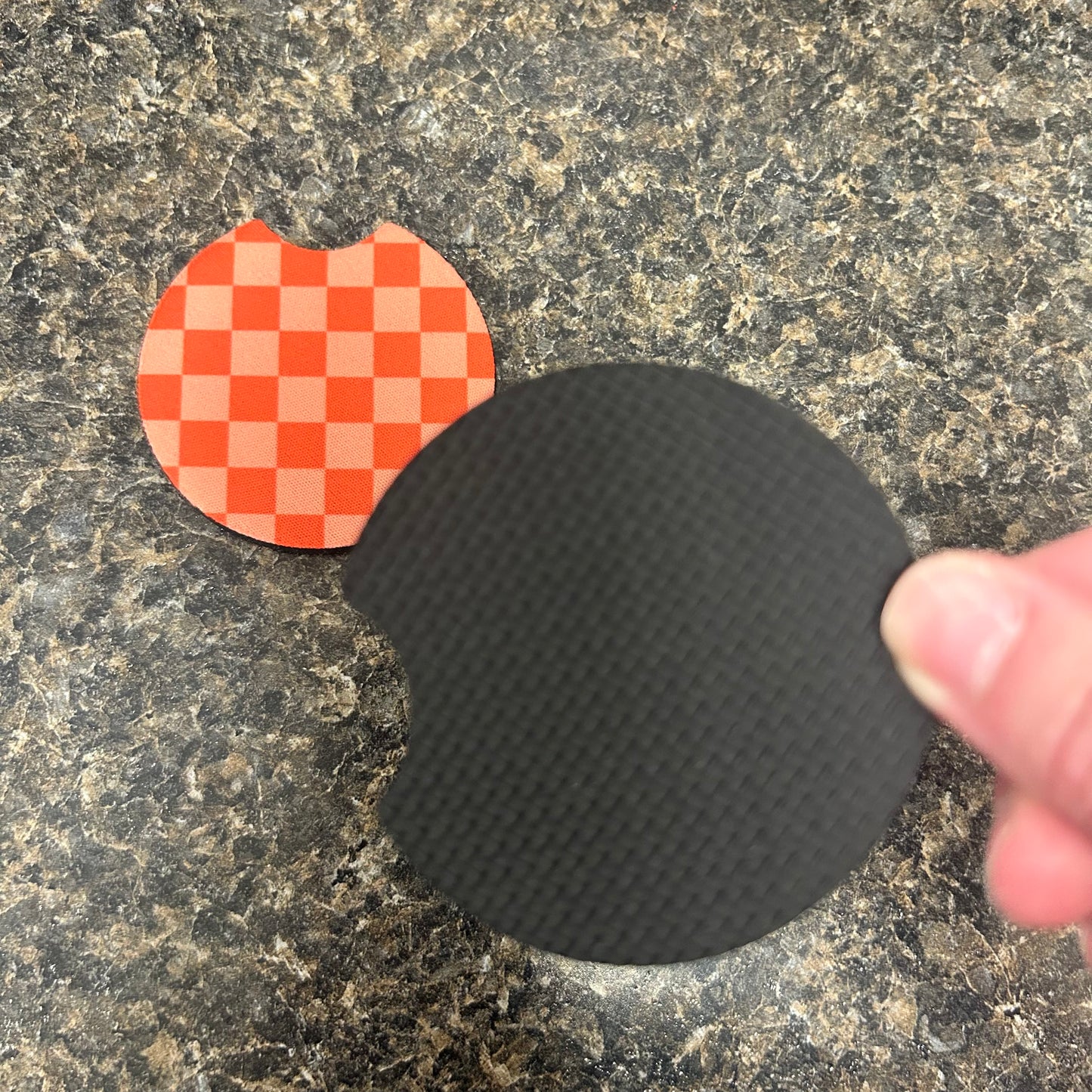 Colored Checkered Set of 2 Car Coasters