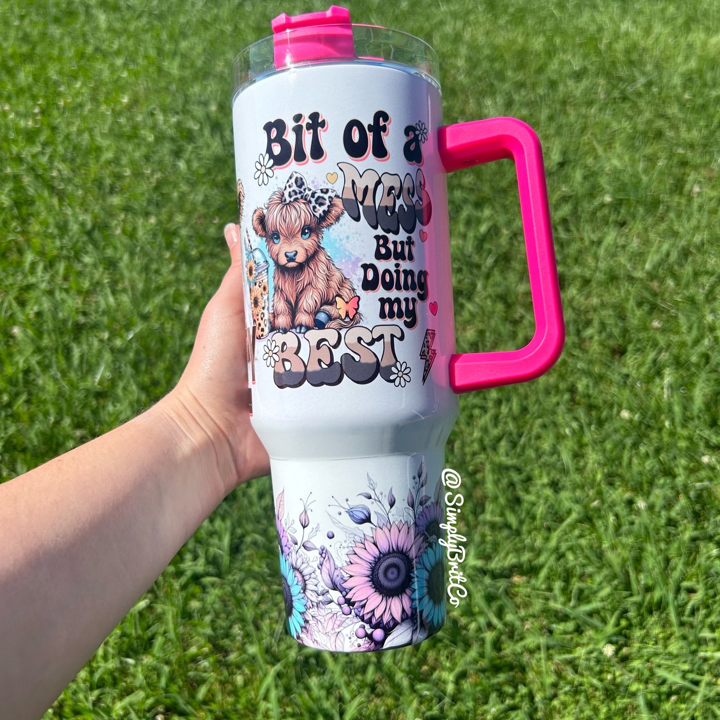Highland Cow Coffee Anxiety 40oz Tumbler | Floral