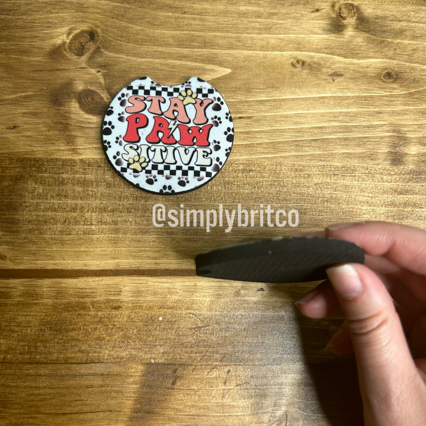 Stay Paw Sitive Set of 2 Car Coaster | Paw Print