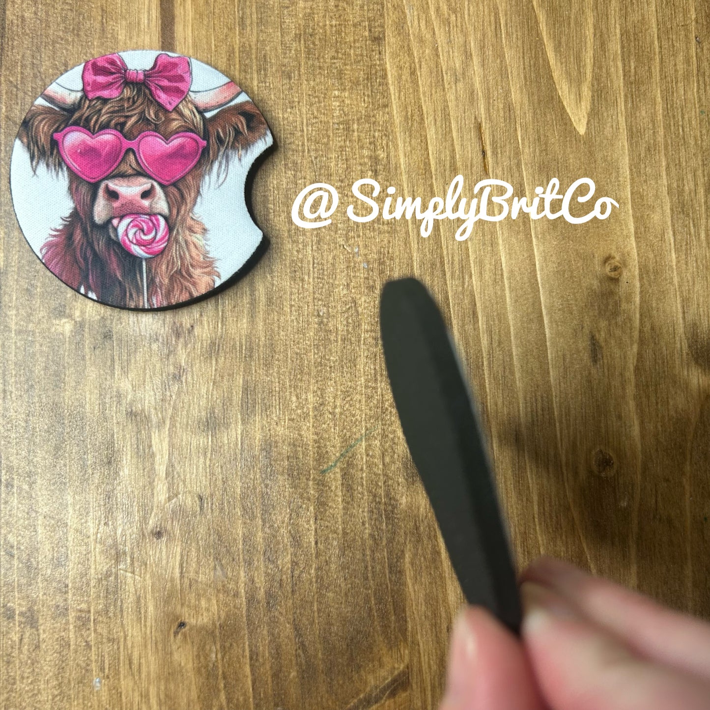 Pink Highland Cow Freshie and Car Coaster