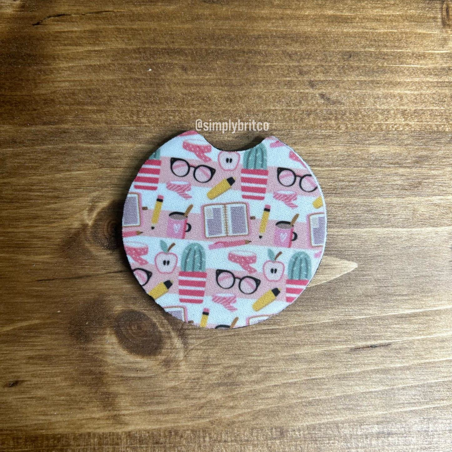 Pink Teacher Set of 2 Car Coaster