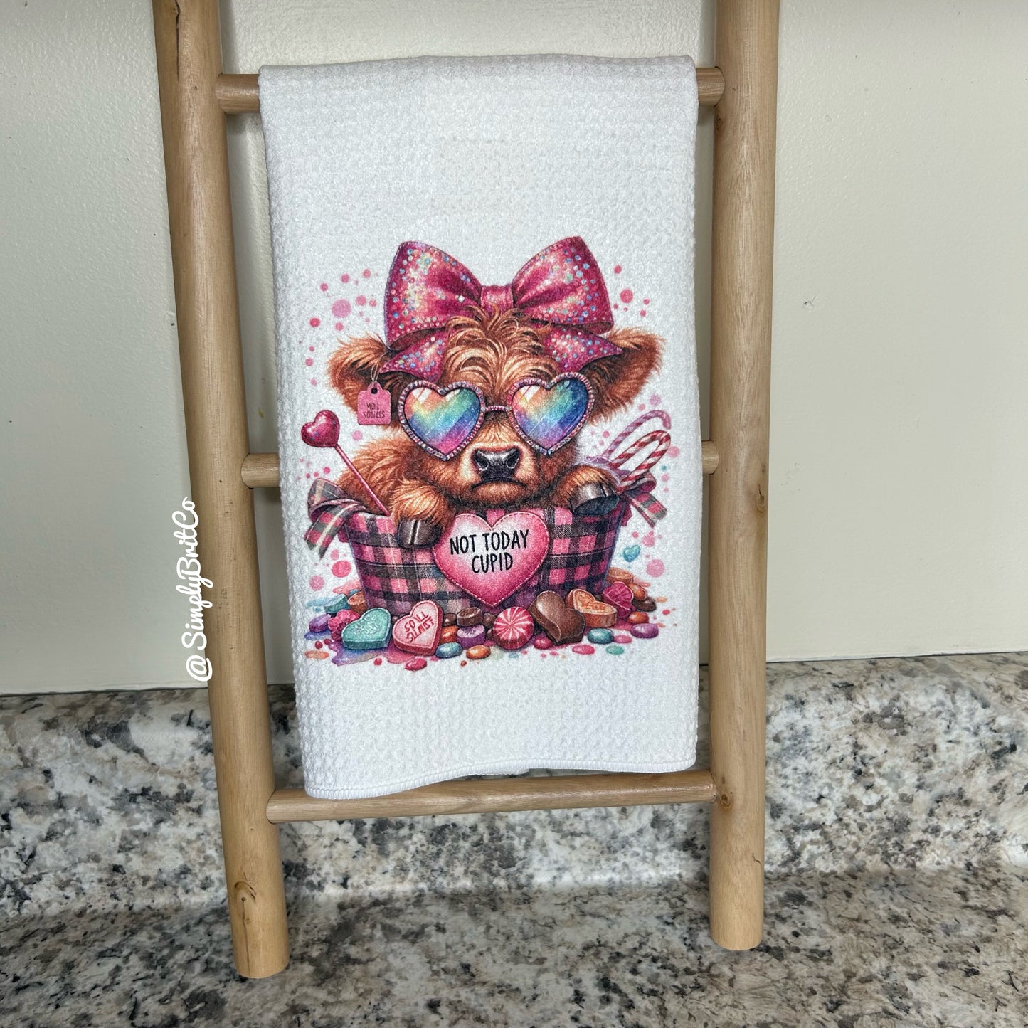 Not Today Cupid Highland Cow Kitchen Towel