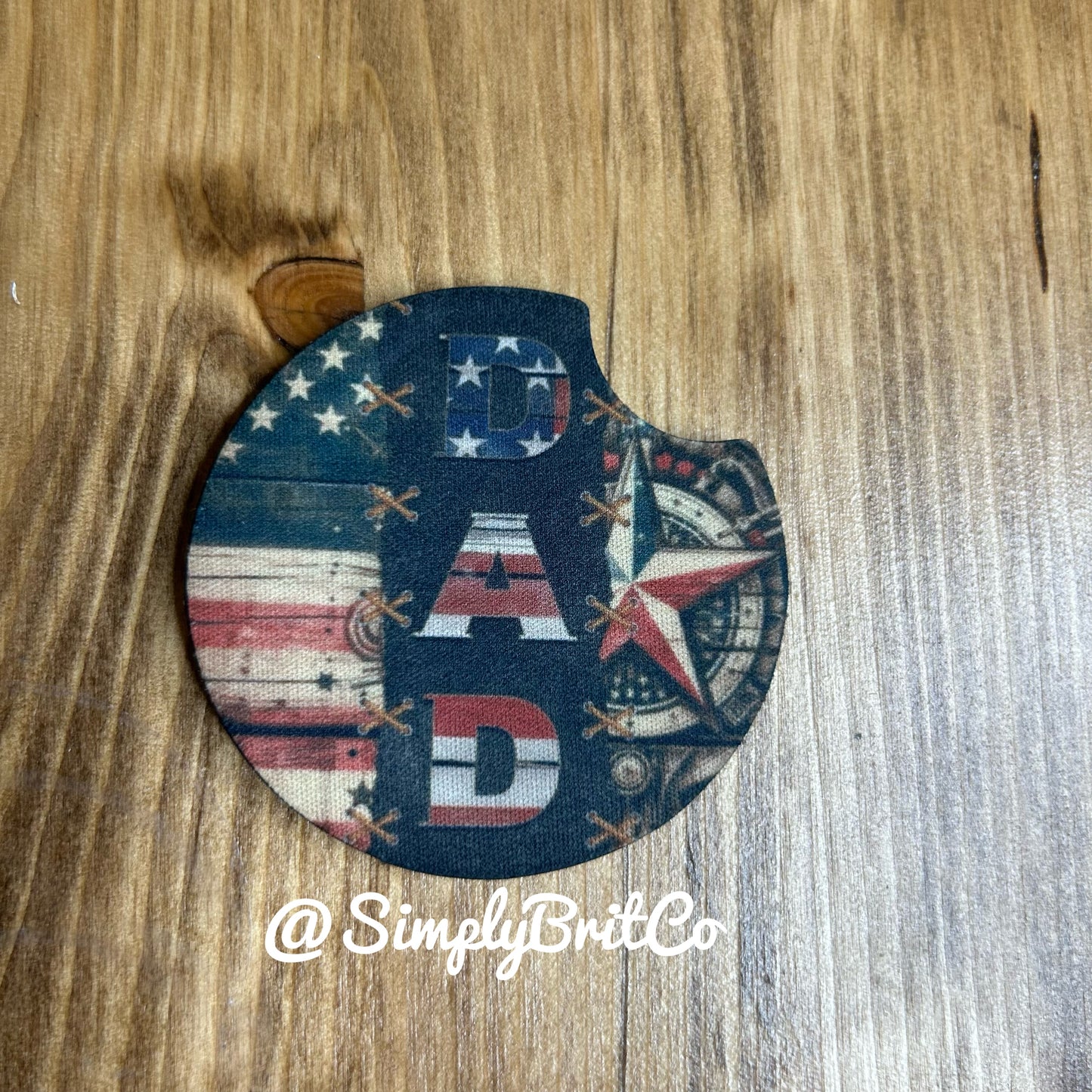 Patriotic Dad Set of 2 Car Coasters