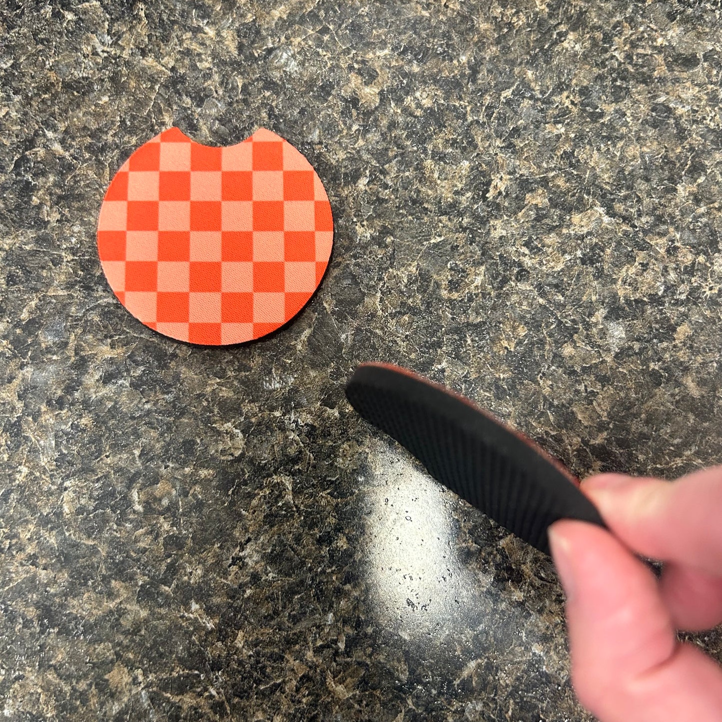 Colored Checkered Set of 2 Car Coasters