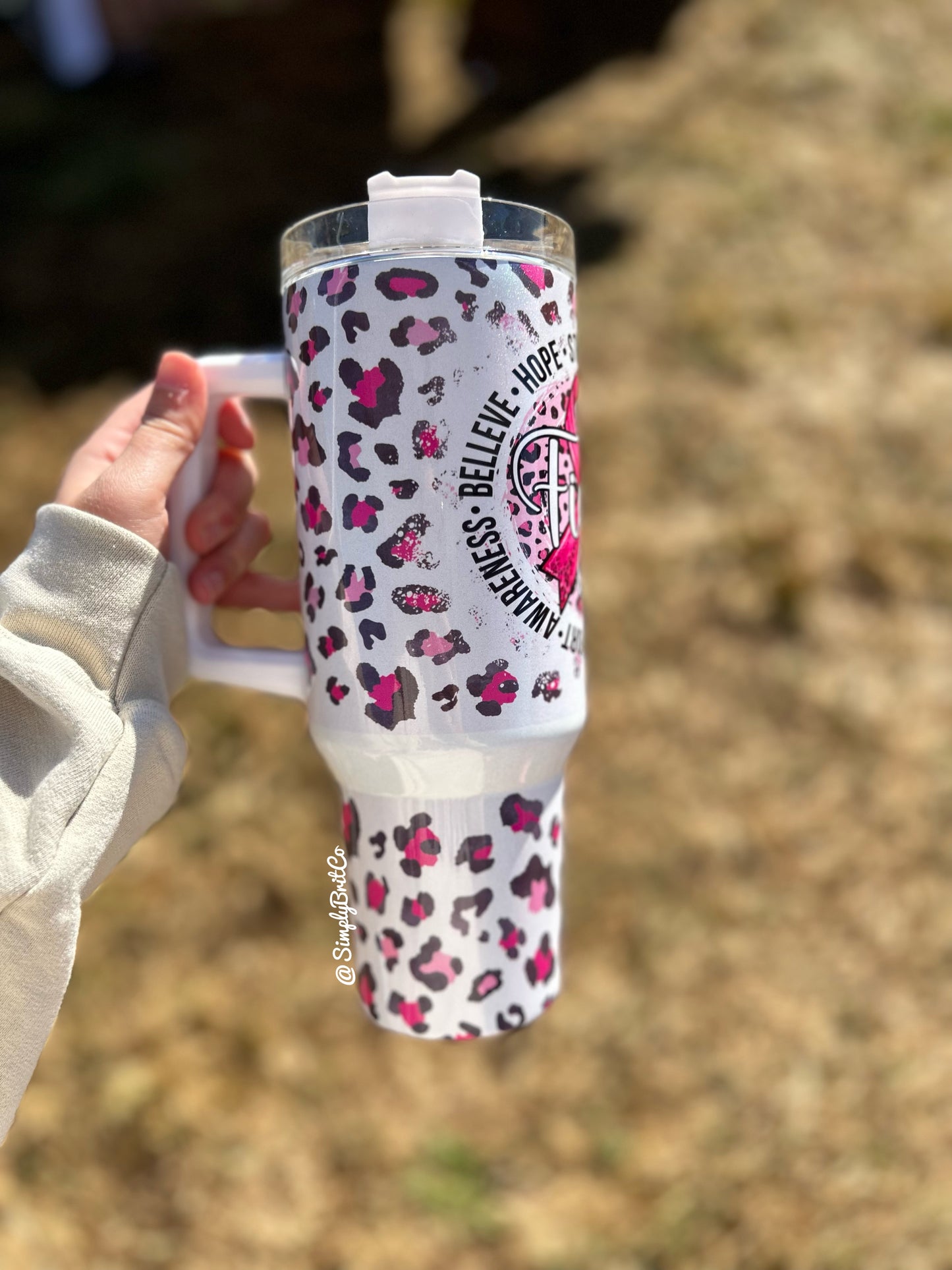 Cheetah Breast Cancer 40oz Tumbler