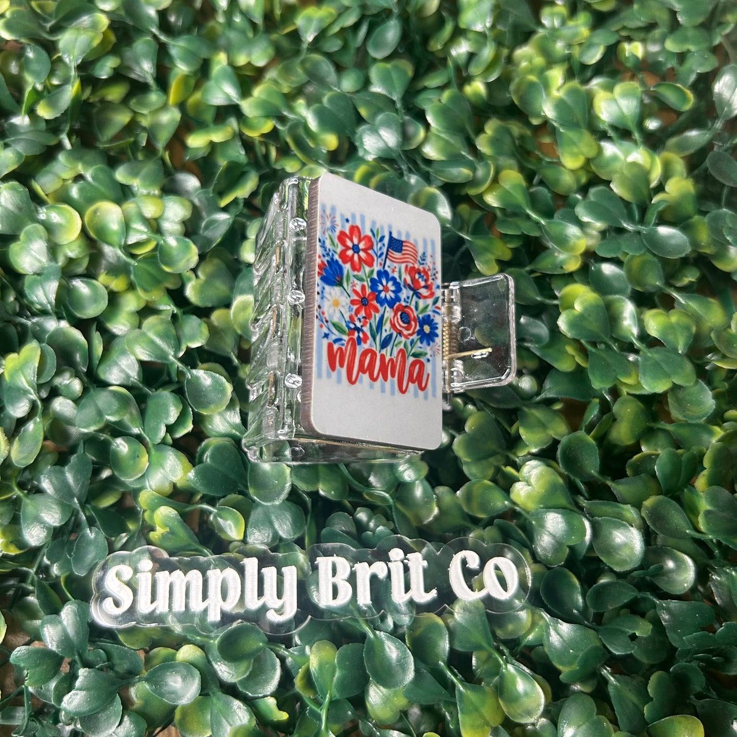 Flowers and Flag Name Small Claw Clip