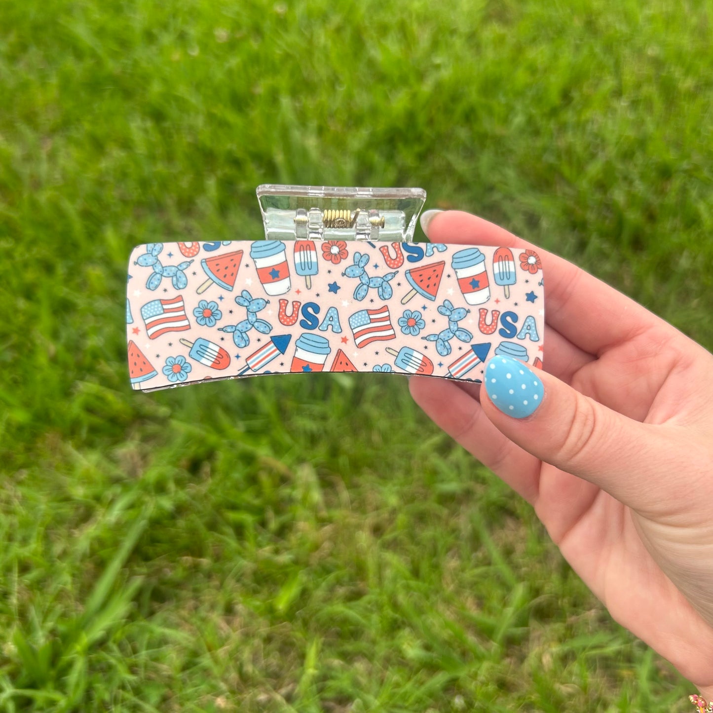 Pastel All Things USA Large Claw Clip