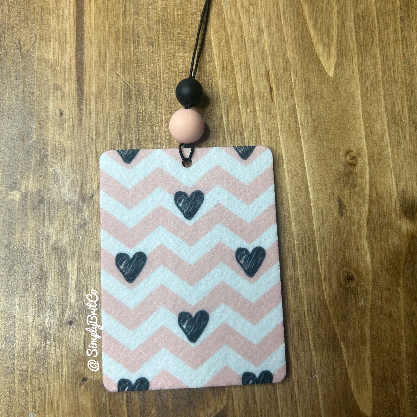 Chevron Hearts Freshie and Car Coaster