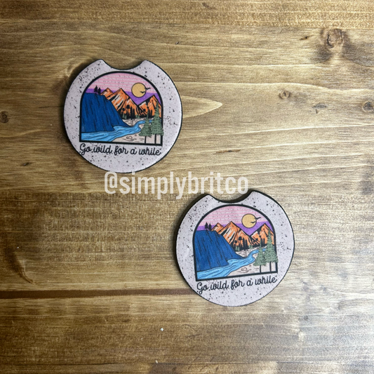 Go Wild For Awhile Set of 2 Car Coasters | Great Outdoors