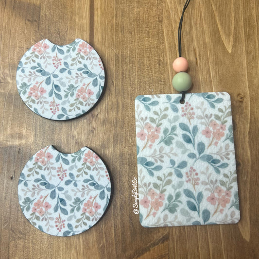 Pastel Floral Freshie and Car Coaster