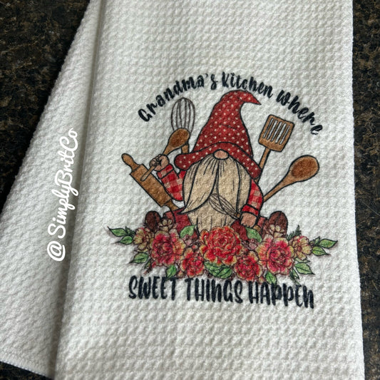 Gnome Grandmas Kitchen Where Sweet Things Happen Kitchen Towel