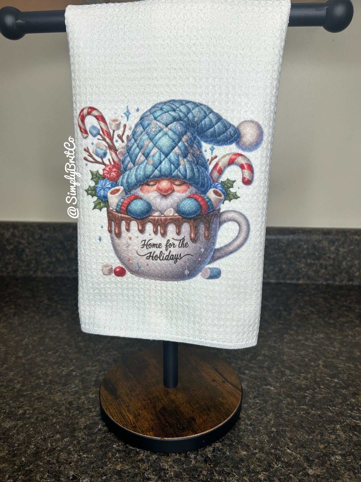 Home for the Holidays Gnome Cup Kitchen Towel - Christmas, Winter