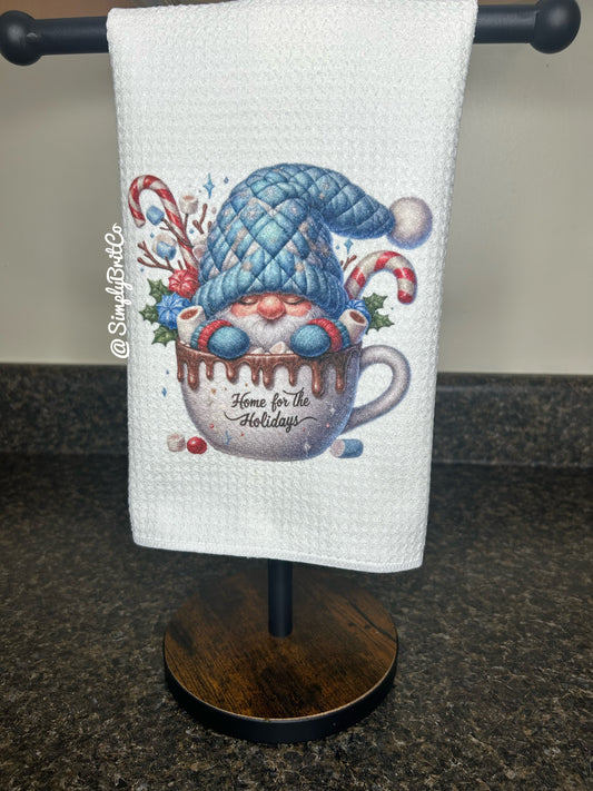 Home for the Holidays Gnome Cup Kitchen Towel - Christmas, Winter