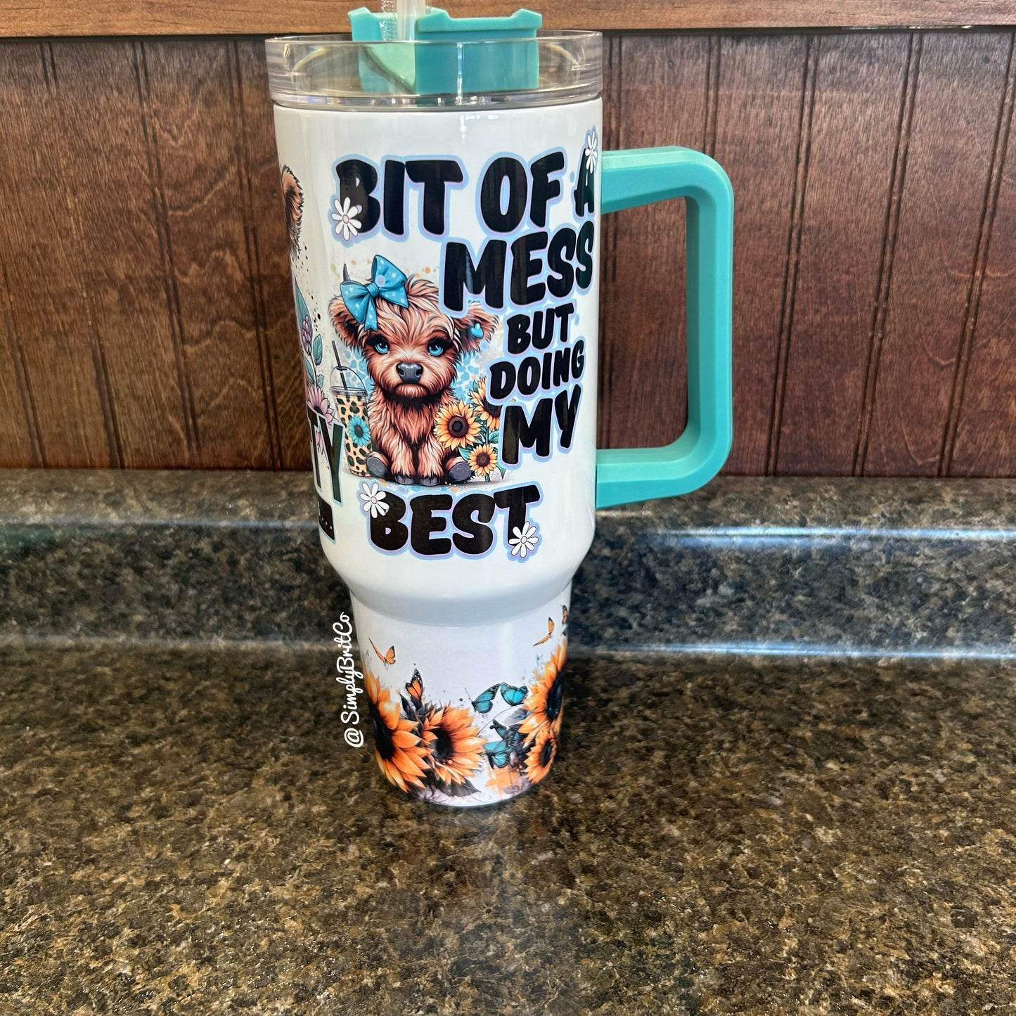 A Bit of a Mess Highland 40oz Tumbler | Anxiety | Perosnalization