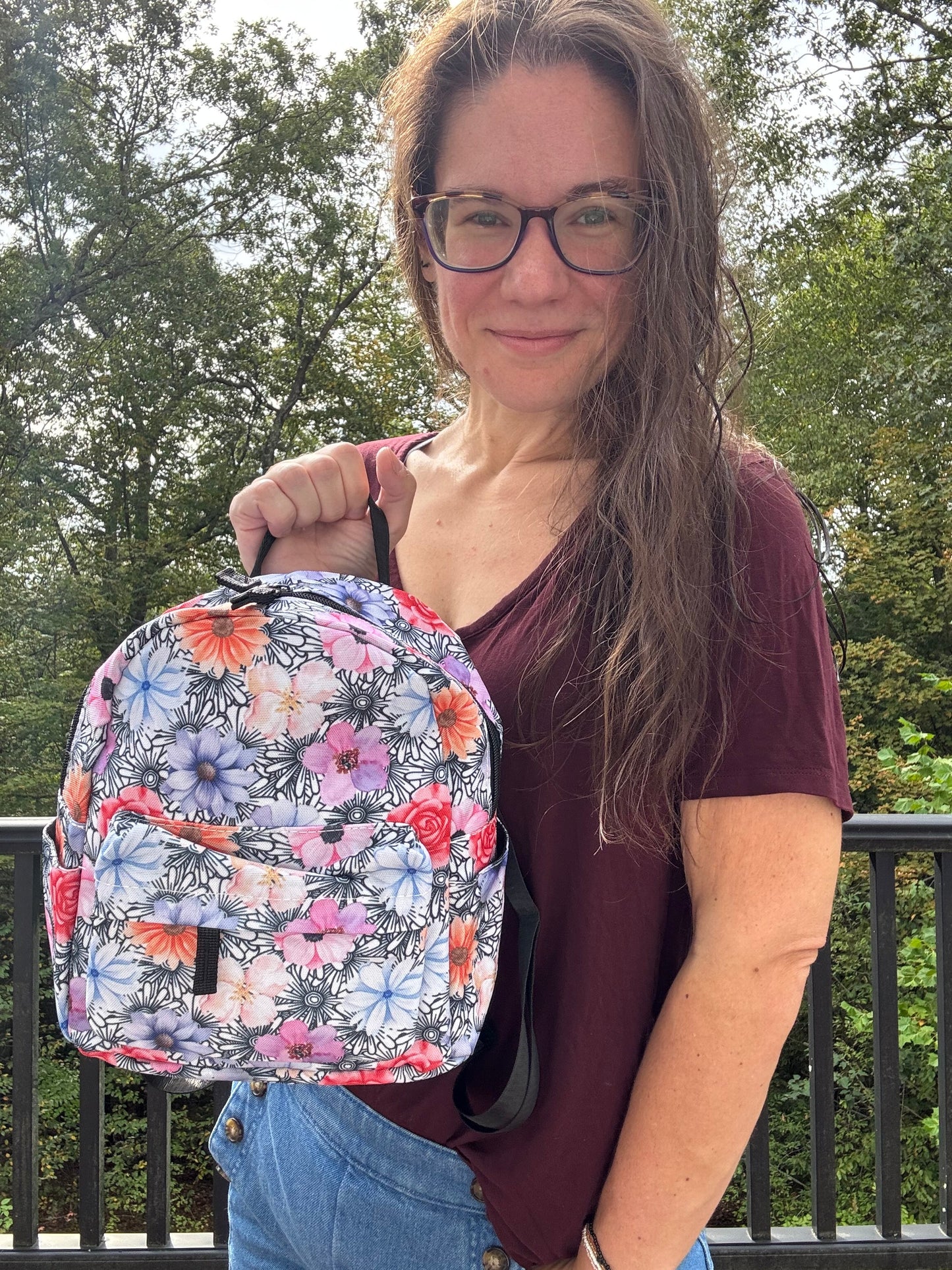 Mini Backpack - Floral Black & White