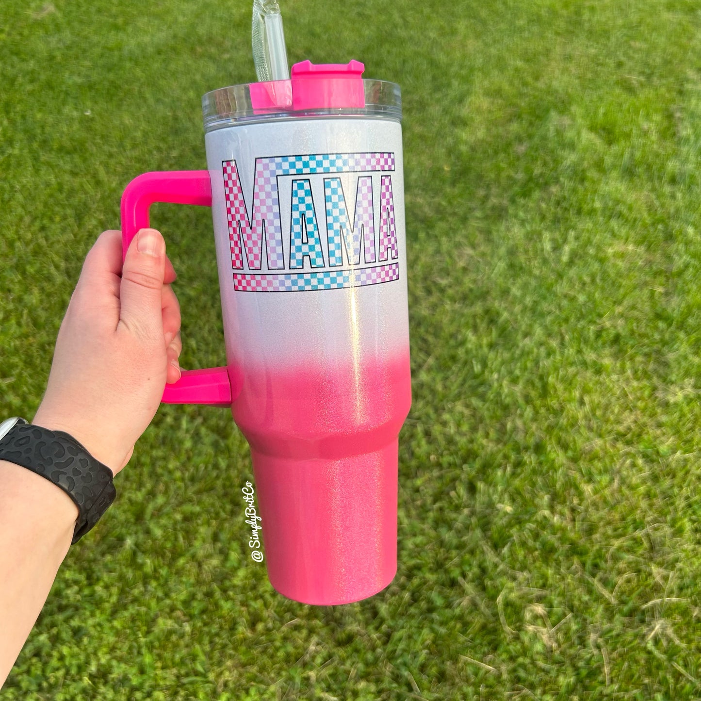 Checkered Mama 40oz Tumbler | Shimmer Ombre |