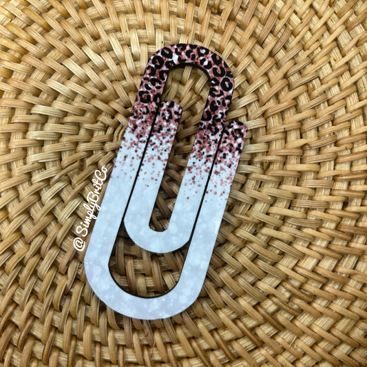 Cheetah Glitter Jumbo Paperclip Bookmark | Jumbo Paper Clip for office, school, or the avid book reader in your life |