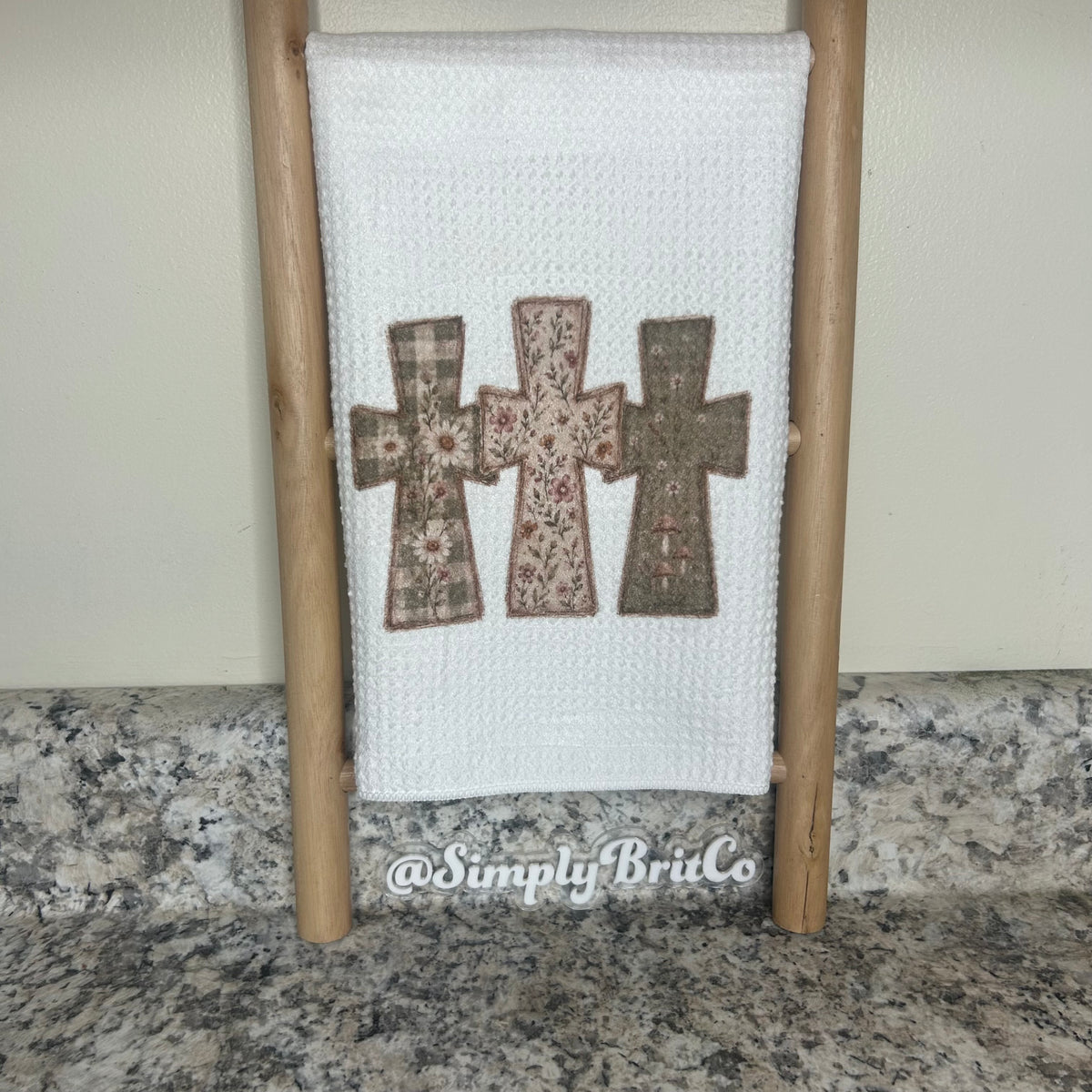 Olive Green Neutral Crosses Fall  Kitchen Towel