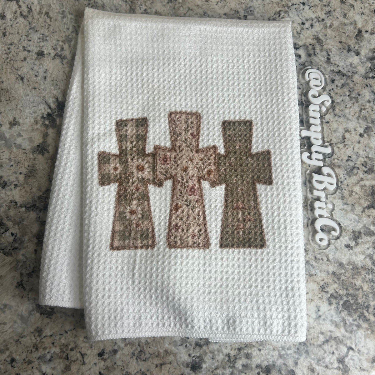 Olive Green Neutral Crosses Fall  Kitchen Towel