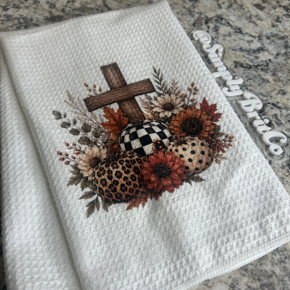Cross and PumpkinsnFall Kitchen Towel