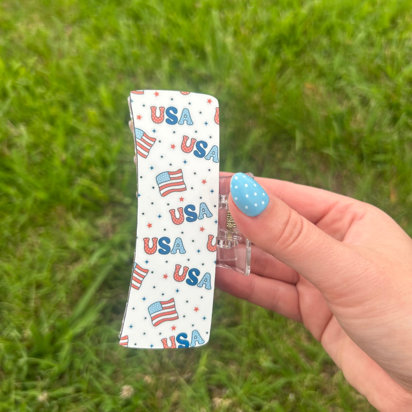 USA and Flags Large Claw Clip