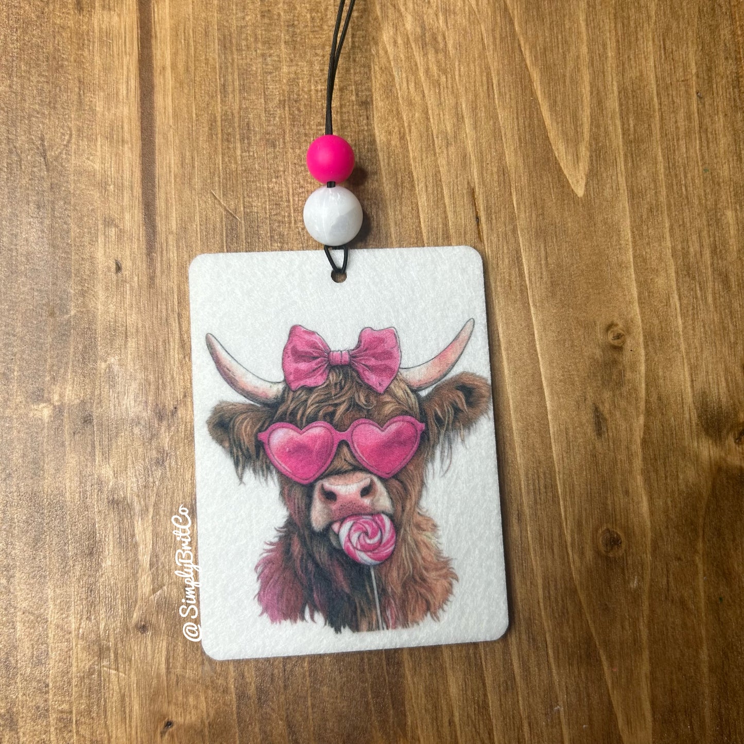 Pink Highland Cow Freshie and Car Coaster