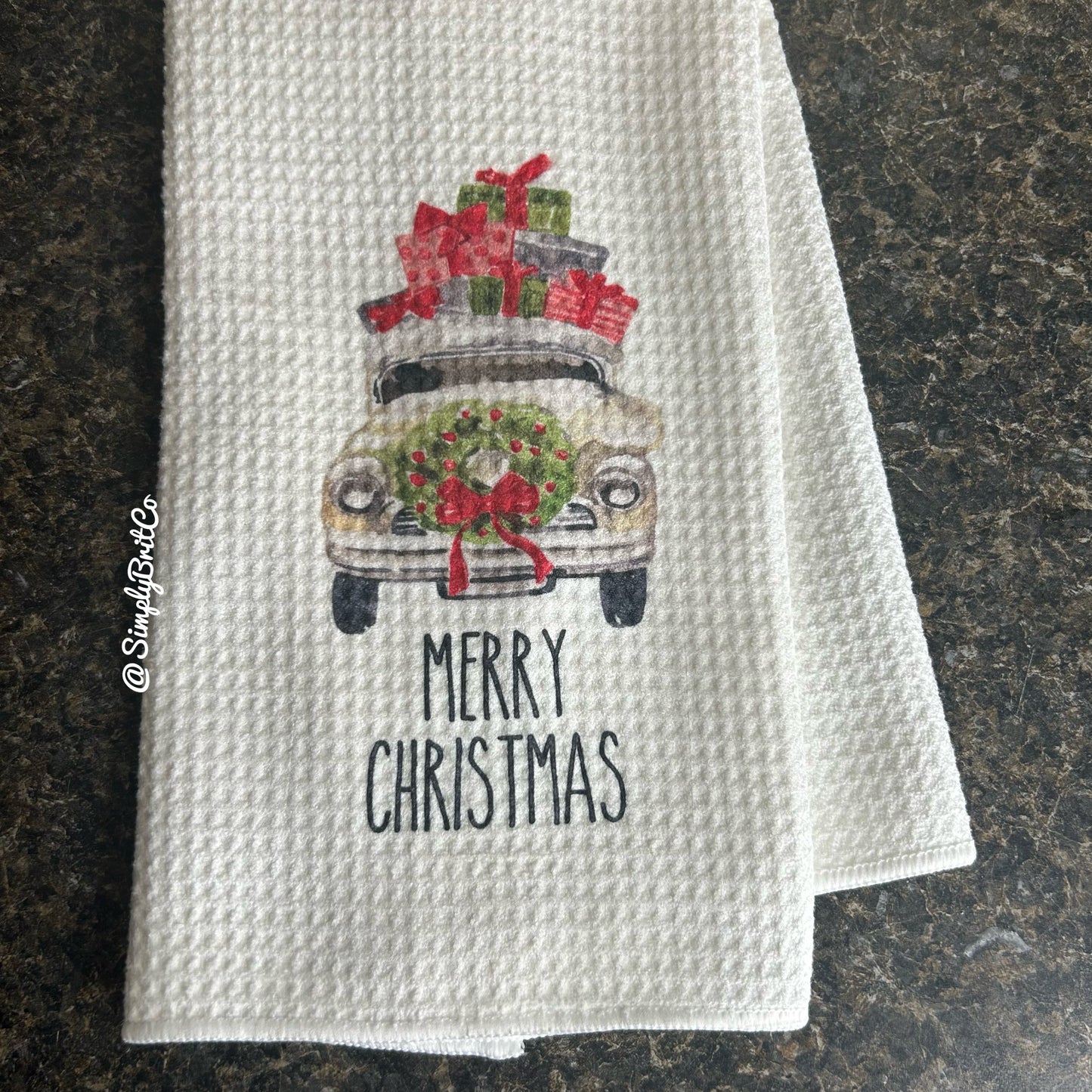 Merry Christmas Truck Kitchen Towel