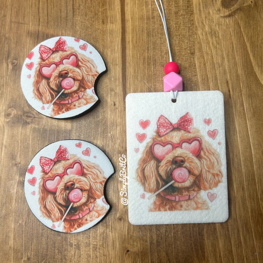 Poodle Freshie and Car Coaster