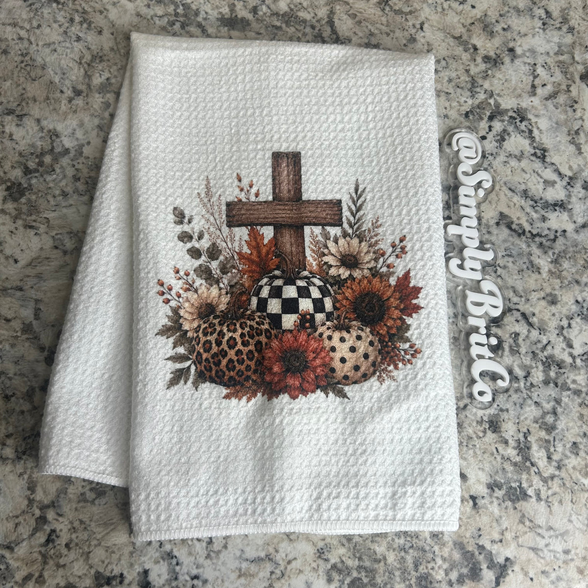 Cross and PumpkinsnFall Kitchen Towel