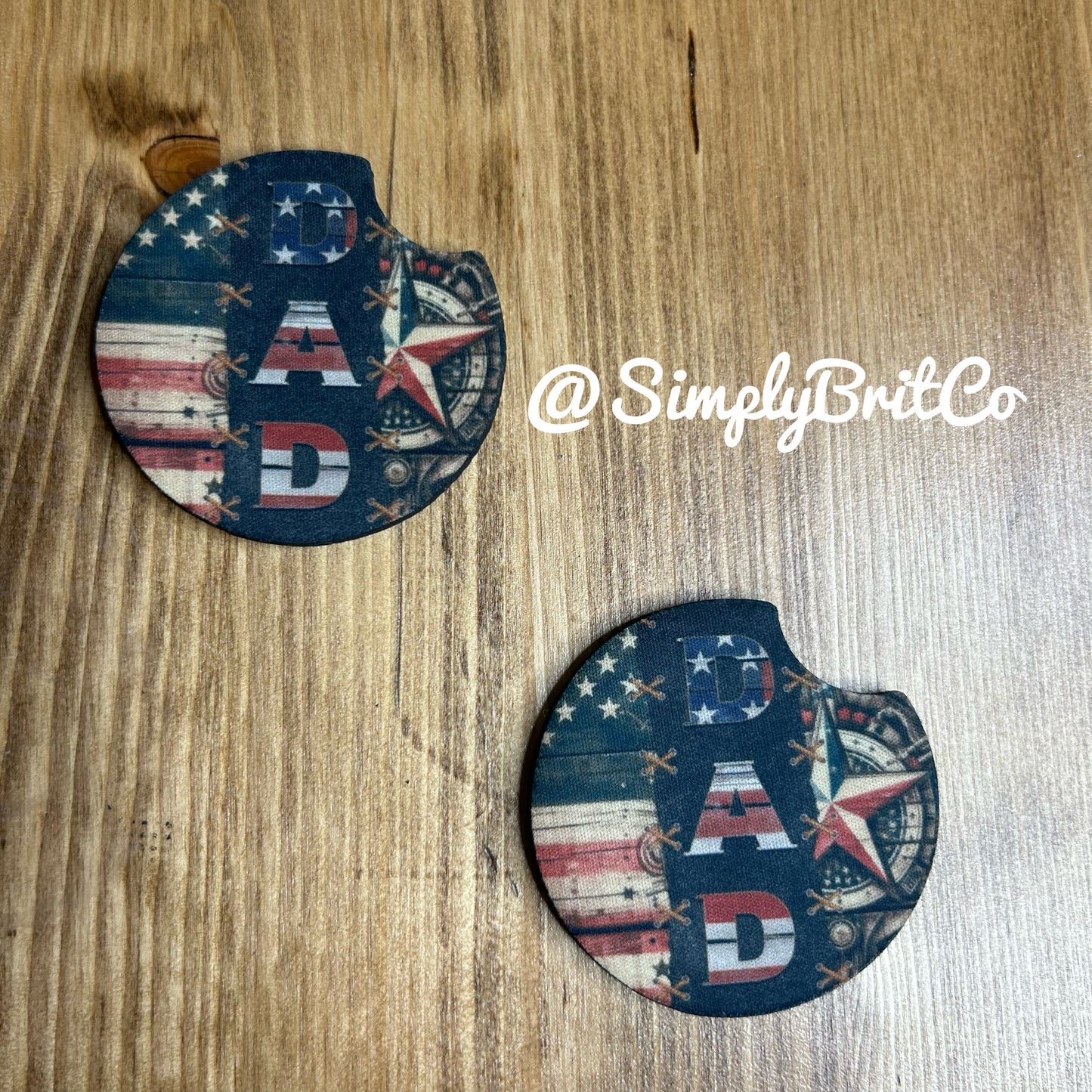 Patriotic Dad Set of 2 Car Coasters