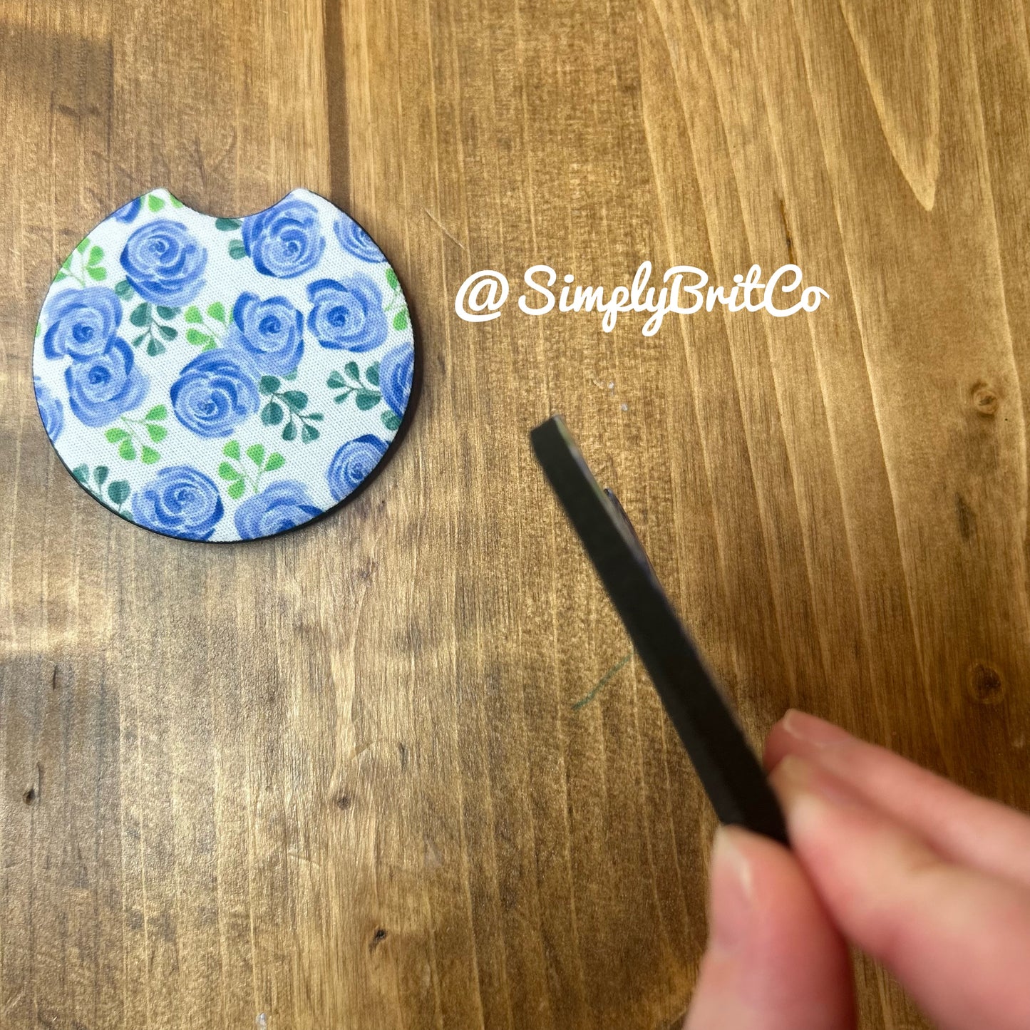Blue Floral Freshie and Car Coaster