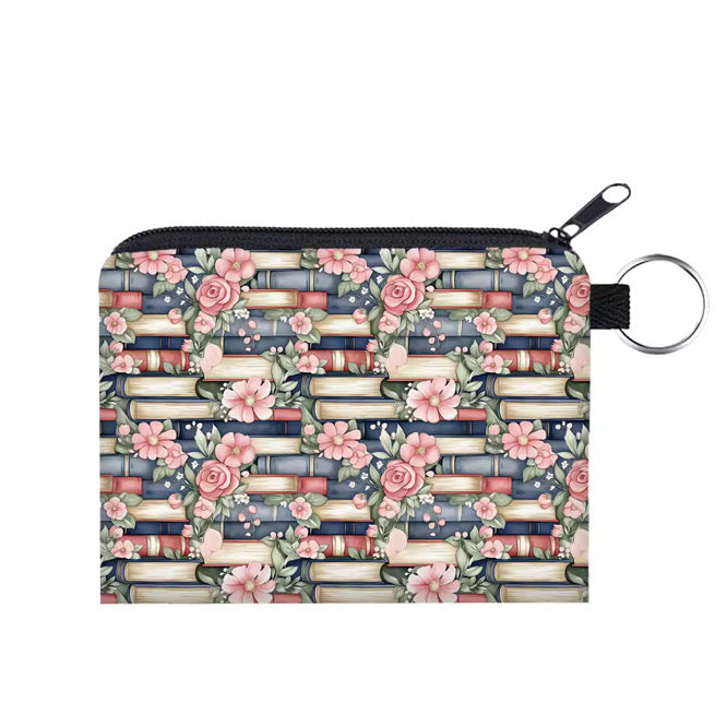 Mini Pouch - Books All Over Navy Floral