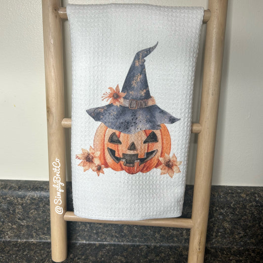 Pumpkin Witch Kitchen Towel - Halloween and Fall