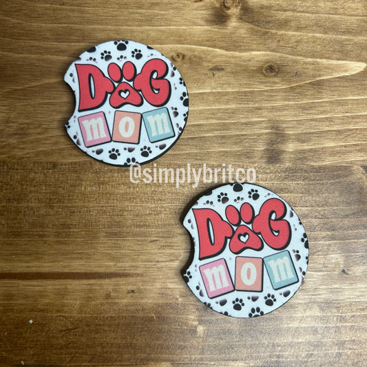 Dog Mom Set of 2 Car Coaster | Paw Prints