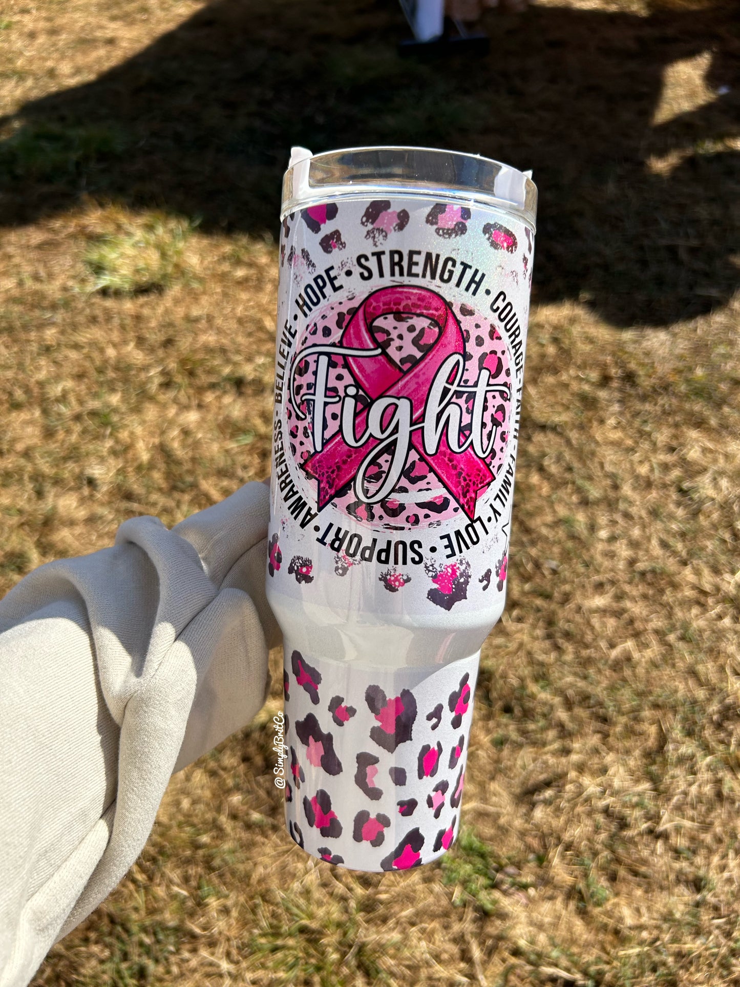 Cheetah Breast Cancer 40oz Tumbler