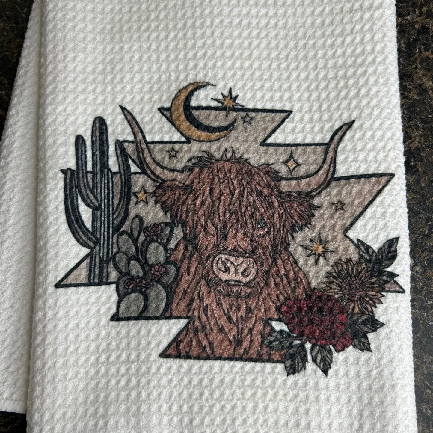 Western Highland Cow Kitchen Towel