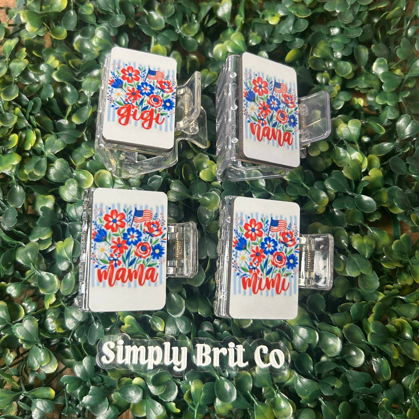 Flowers and Flag Name Small Claw Clip