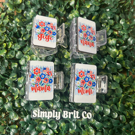 Flowers and Flag Name Small Claw Clip