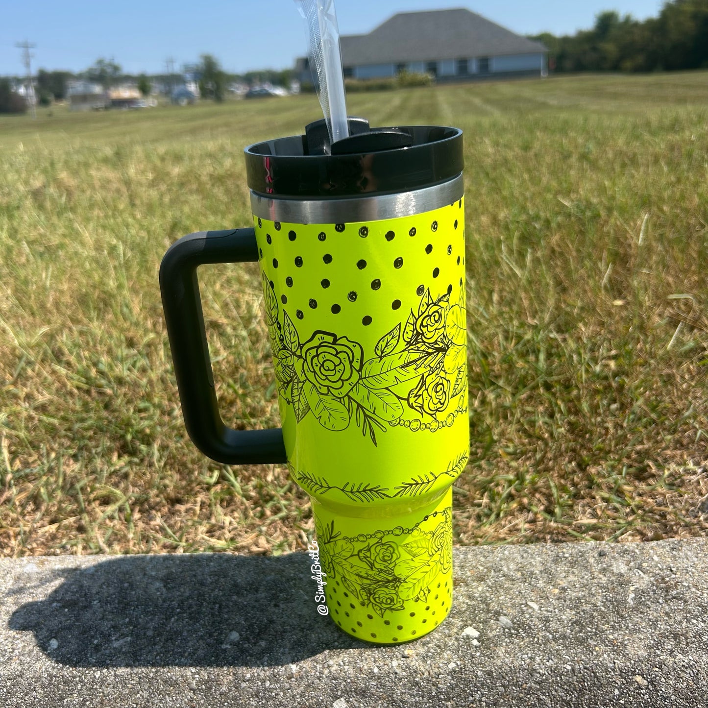 Floral and Polka Dots 40oz Tumbler | Neon Tumbler
